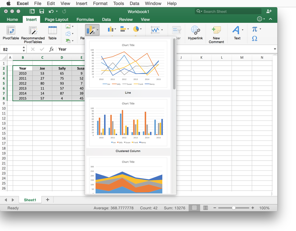 how can i make a table in excel for mac